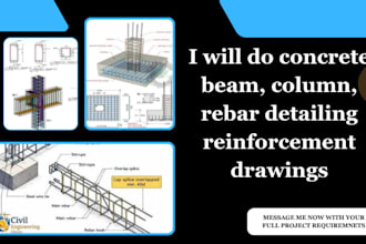 do concrete beam, column, rebar detailing reinforcement drawings