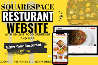 design squarespace website for restaurant website, map, and menu display