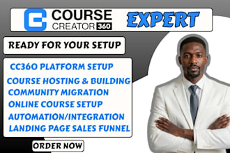 setup cc360 for online community, course creator 360 landing page, sales funnel