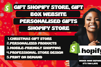design gift shopify store, gift box website and personalised gifts shopify store