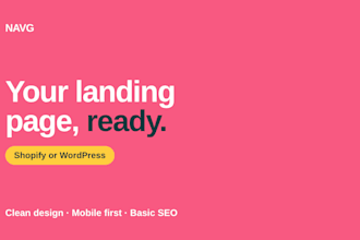 design a clean landing page on shopify or wordpress