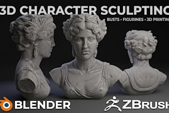 sculpt 3d character models, busts and figurines for 3d printing