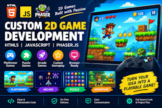 develop custom 2d games, multiplayer HTML5 browser games, and javascript games