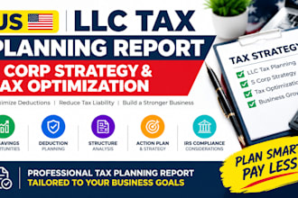 prepare us llc tax planning report, s corp strategy and tax optimization