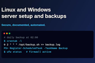 set up your linux or windows server and automated backups