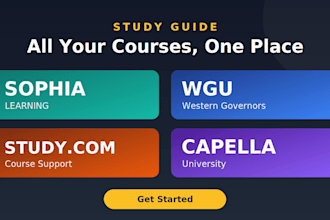 help with sophia, wgu, umpi, capella and studycom