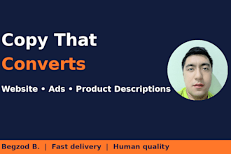 write persuasive website copy, ad copy and product descriptions