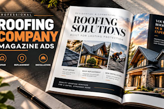 design roofing company magazine ads for repair and replacement