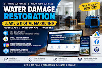 generate water damage restoration leads and manage google ads, facebook ads,webt