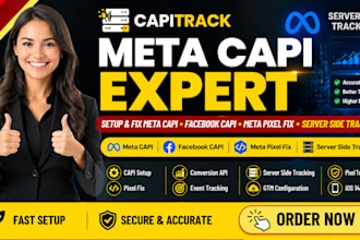setup or fix meta capi, facebook capi, meta pixel fix and server side tracking