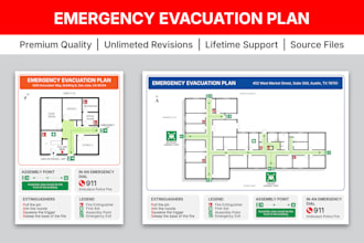 design fire exit and emergency evacuation plan, map