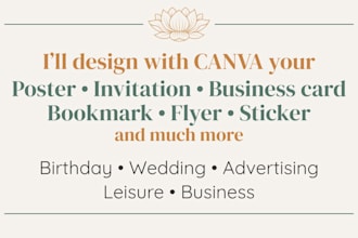create custom canva designs for any occasion, poster, flyer and more