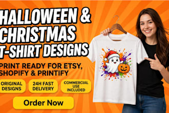 design halloween and christmas tshirt designs for print on demand