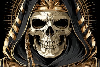 design custom skull and skeleton art for tshirts and logo