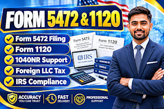 prepare and file form 5472 1120 and 1040nr for foreign owned llc
