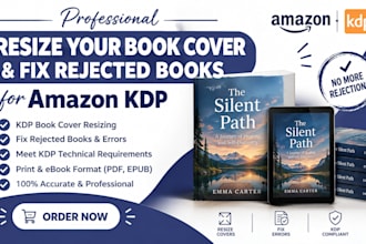 resize your book cover and fix rejected books for amazon KDP
