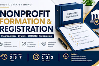 provide nonprofit registration, bylaws and 501c3 assistance