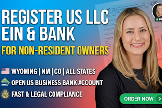 register US llc, get ein and open US business bank account for non resident