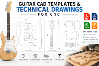 create guitar cad templates and technical drawings for cnc