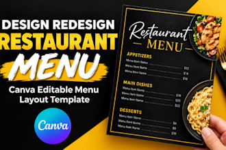 design redesign restaurant menu canva editable menu layout canva template