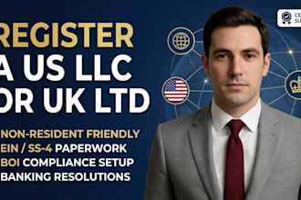 assist with US llc formation, ein paperwork and boi compliance filing