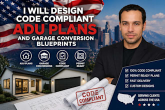 design code compliant adu plans and garage conversion blueprints