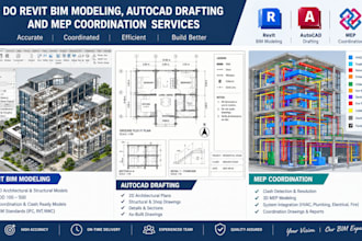 do revit bim modeling, autocad drafting and mep coordination services
