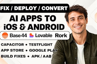 fix deploy base44 lovable rork ai app to native IOS android capacitor testflight