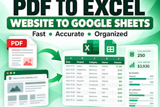 transfer data from PDF and websites to excel or google sheets