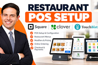 set up restaurant pos systems and build menus for square clover