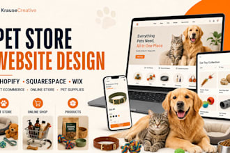 design pet store website shopify squarespace wix pet ecommerce pet care website