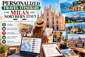 create a personalized travel itinerary for milan and northern italy
