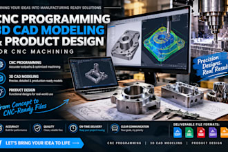 do cnc programming, 3d cad modeling, and product design for cnc machining