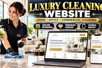 build luxury cleaning website for home office and commercial services