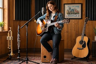record live violin guitar trumpet clarinet and cajon for your country song