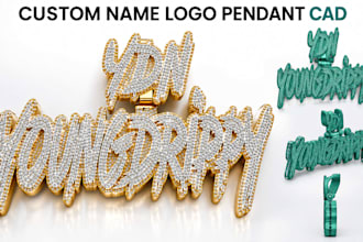 designe custom name logo pendants jewelry cad stl for 3d printing in rhino