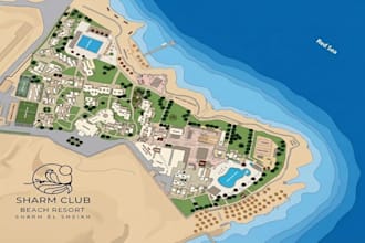 custom beach resort maps, vacation maps, hotel maps tourist destination guides