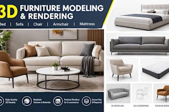 furniture, bed, sofa, chair, armchair, mattress in 3d and render silo, digibun