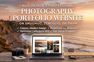 design a professional photography portfolio website on smugmug zenfolio pixpa