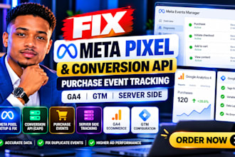 fix meta pixel, conversion API and purchase event tracking, server side, ga4 gtm