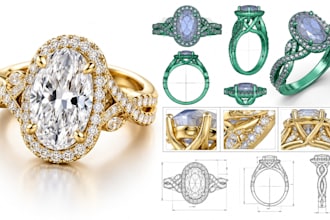 custom engegement ring cad, diamond stone settings in rhino matrixgold