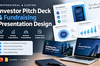 design investor pitch deck and fundraising deck, movie pitch deck, show bible