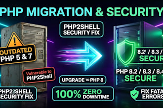 upgrade legacy PHP 5 or 7 to PHP 8 and fix errors