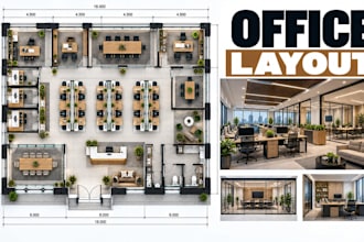design office floor plans, workstation layouts, meeting rooms reception plans