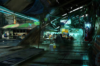 design science fiction city, cyberpunk concept art