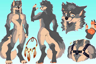 create custom furry reference sheet for your fursona or oc