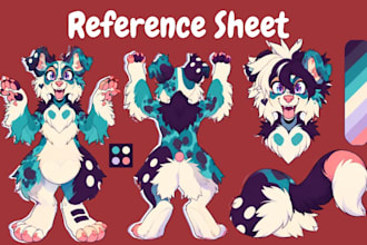 draw furry ref sheets, fursona sheets, anthro oc and character art