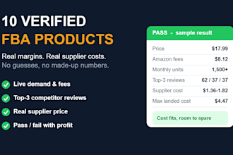 find 10 verified amazon fba products with real margins and supplier costs