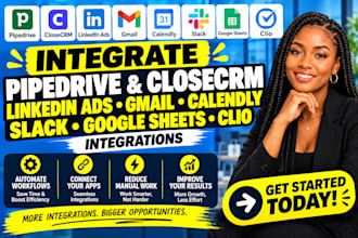integrate pipedrive closecrm linkedin ads gmail calendly slack googlesheets clio