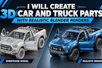 create 3d car part and truck part with realistic blender renders